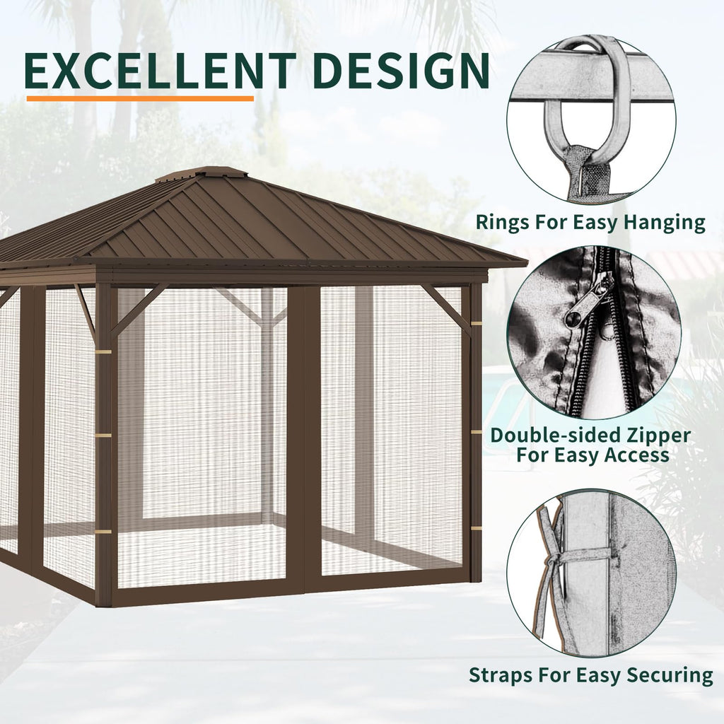 Replacement Gazebo Mosquito Netting 8x8x7 FT Brown U57004