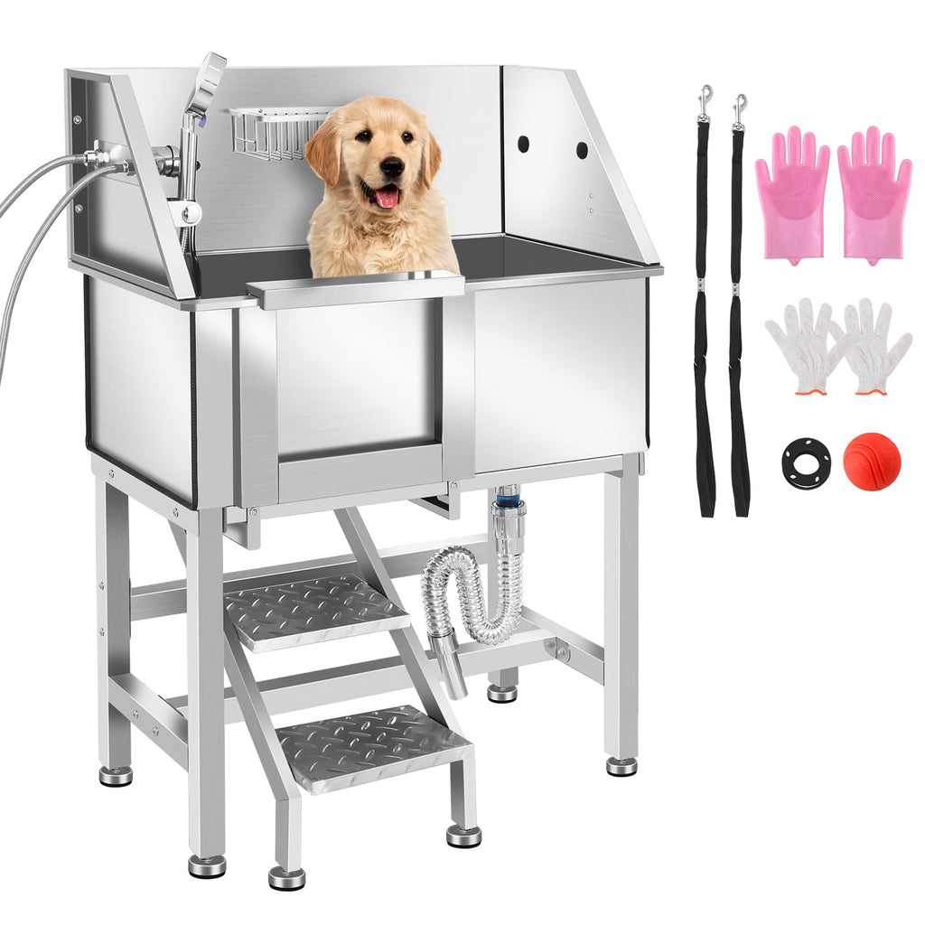 Stainless Steel Dog Grooming Tub with Stairs F654