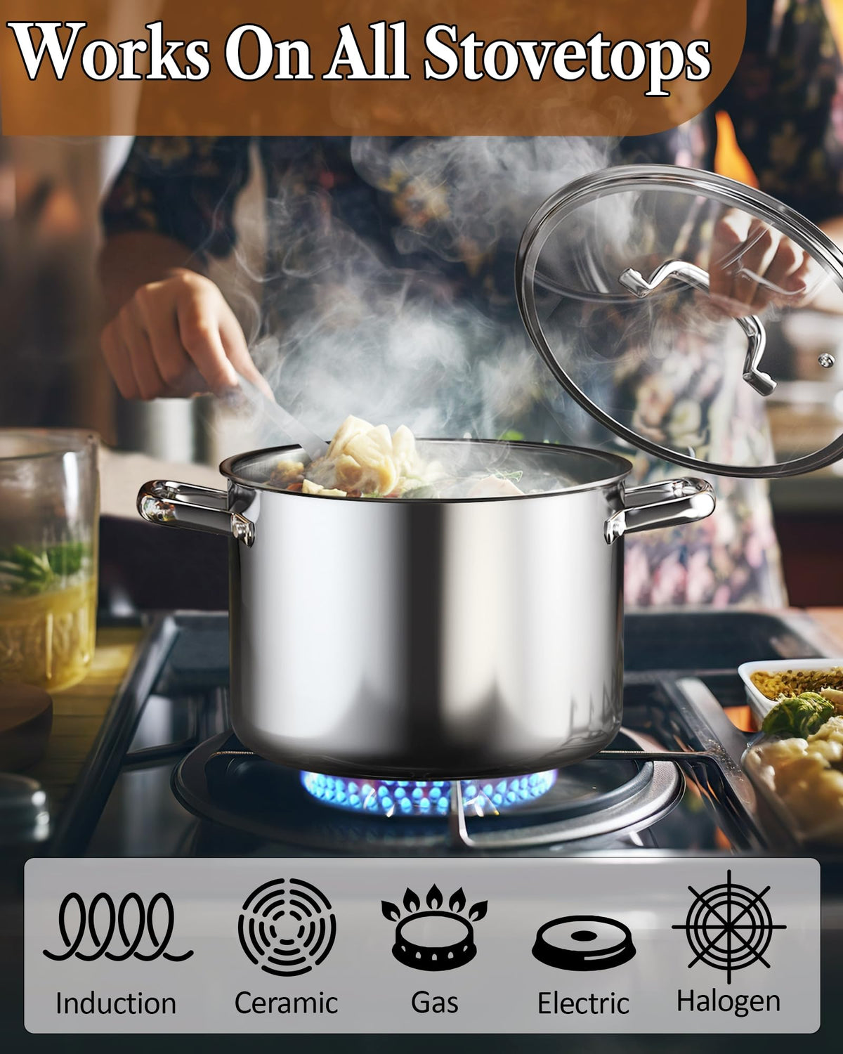 4 Quart Tri-Ply Clad Stainless Steel Stock Pot with Lid C84504