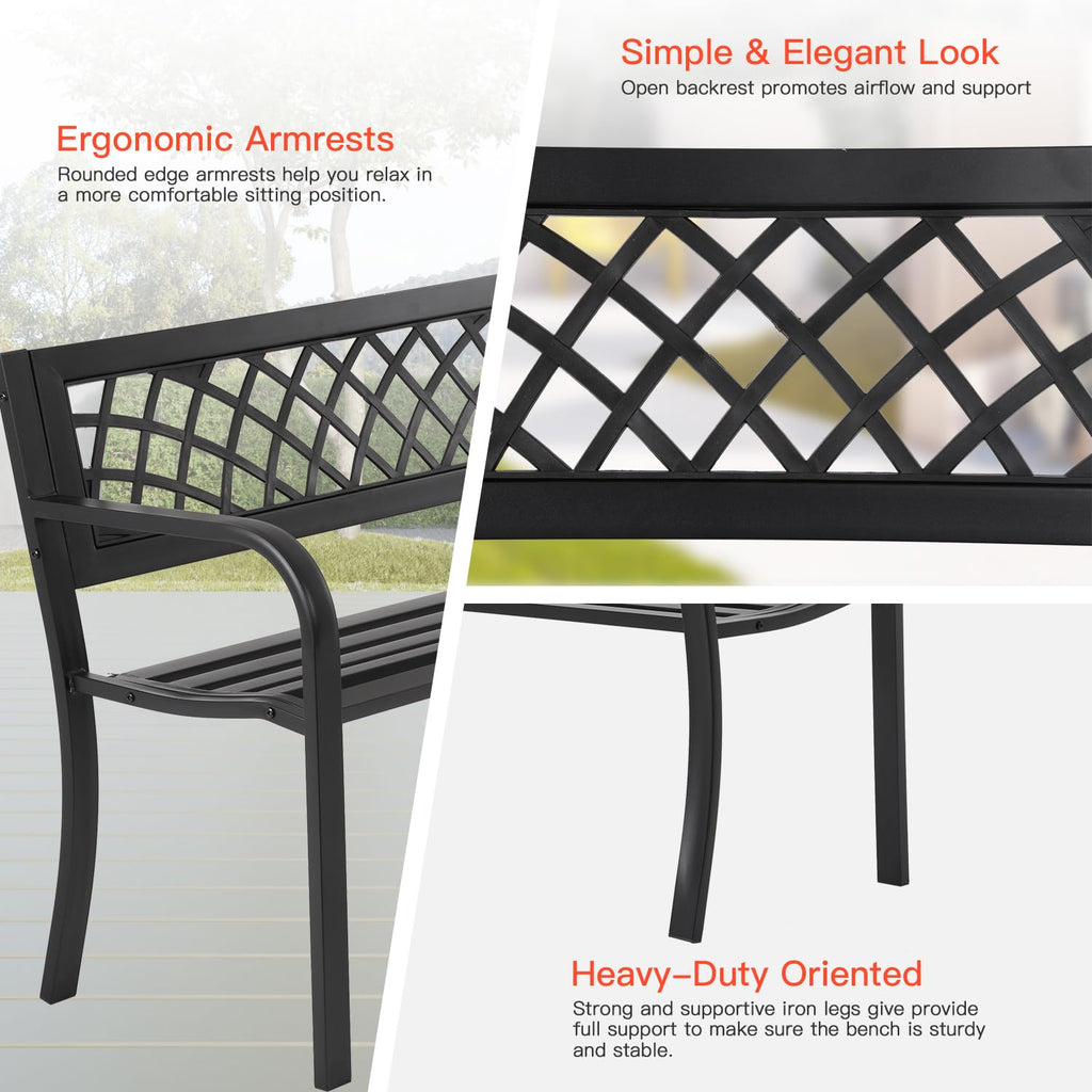 Black Outdoor Garden Bench W3579