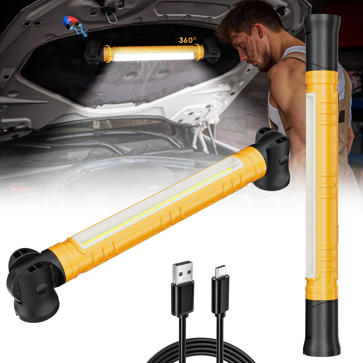 3000LM Rechargeable LED Work Light with Hooks T9723