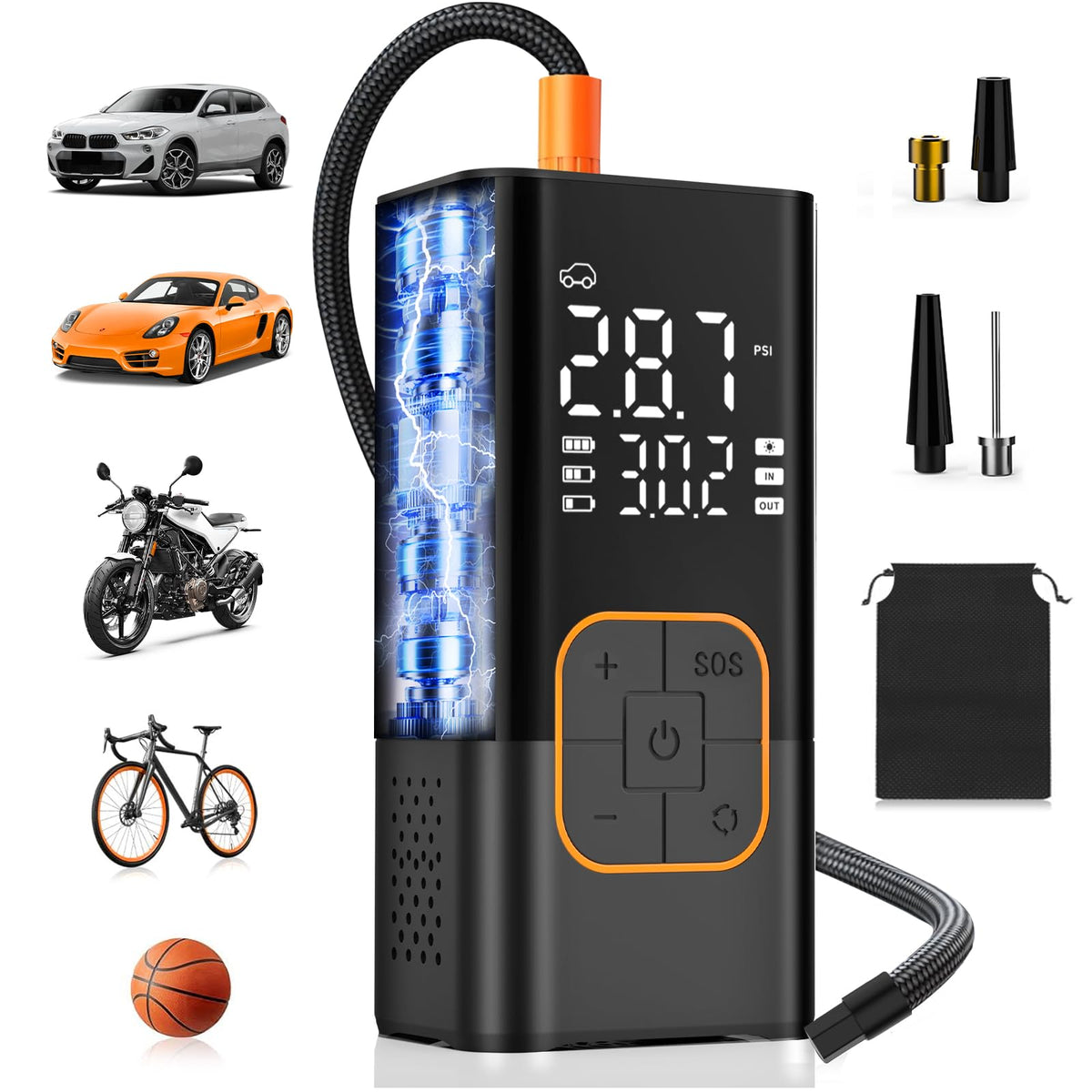 Portable Cordless Tire Inflator Air Compressor W7550