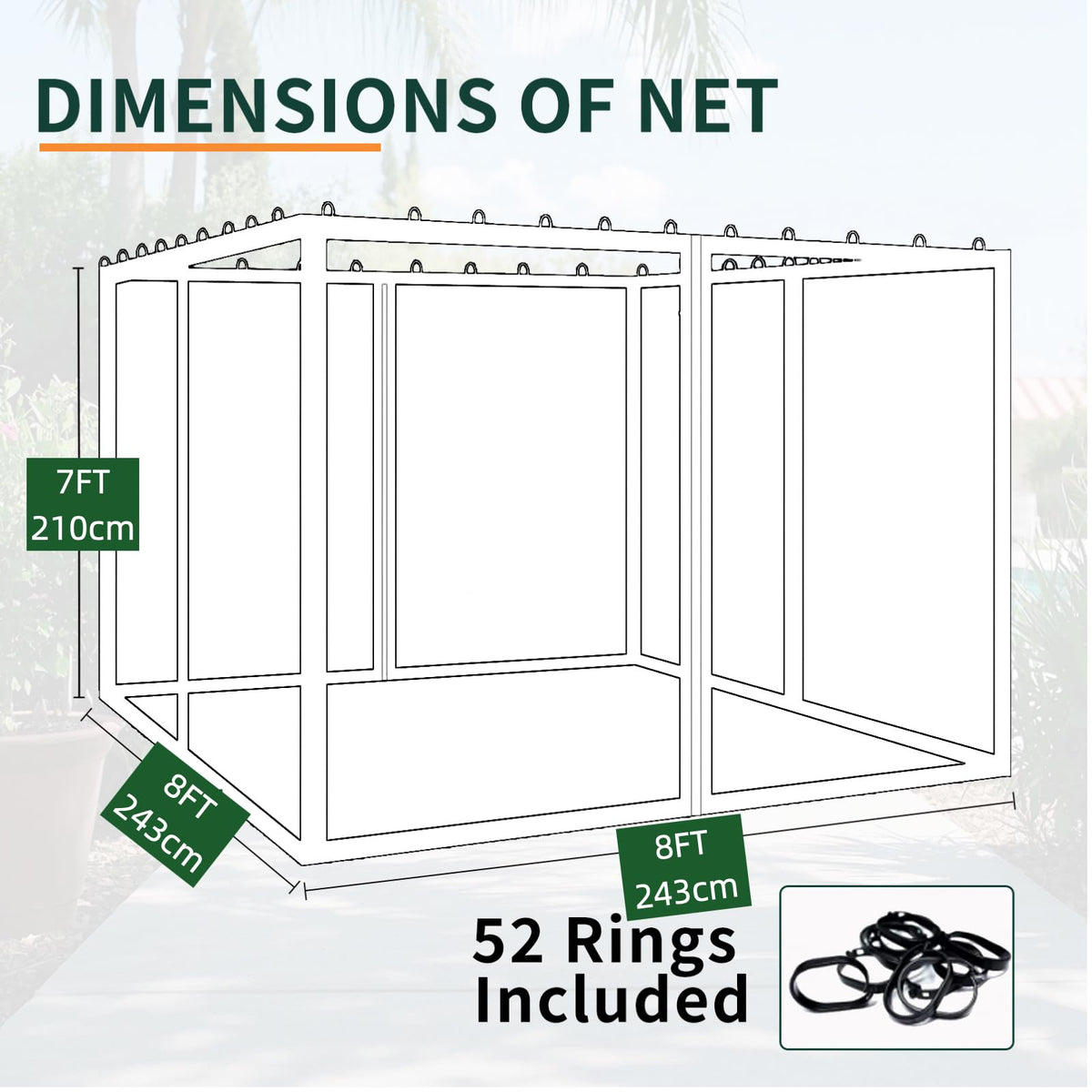 Replacement Gazebo Mosquito Netting 8x8x7 FT Brown U57004