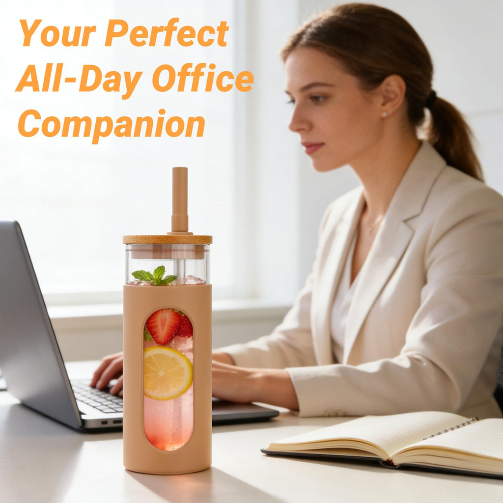 22 oz Glass Tumbler with Lid & Straw O229