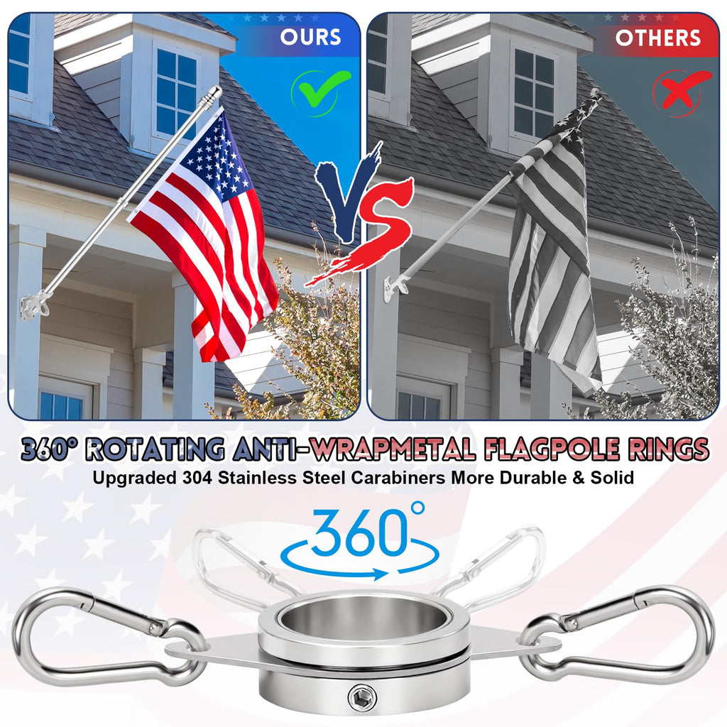 5 FT Stainless Steel Tangle Free Flag Pole D403