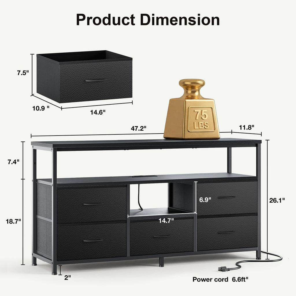 55 Inch Dresser TV Stand with Fabric Drawers X445377