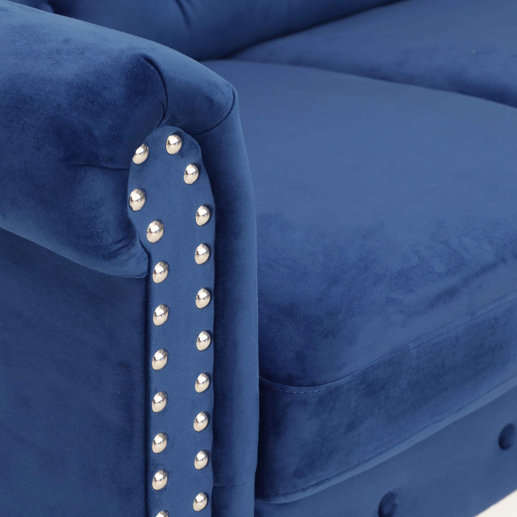 Navy Velvet 2-Seater Loveseat Sofa N4049