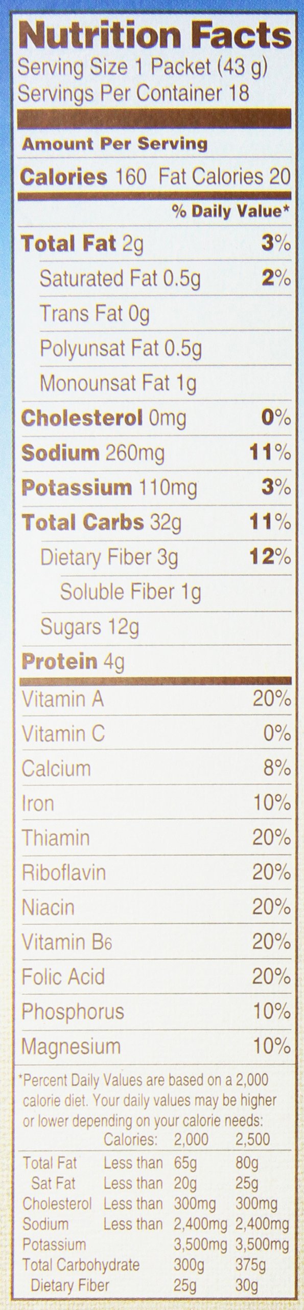 Instant Oatmeal Maple Brown Sugar 18 Count Pack of 4 T3392