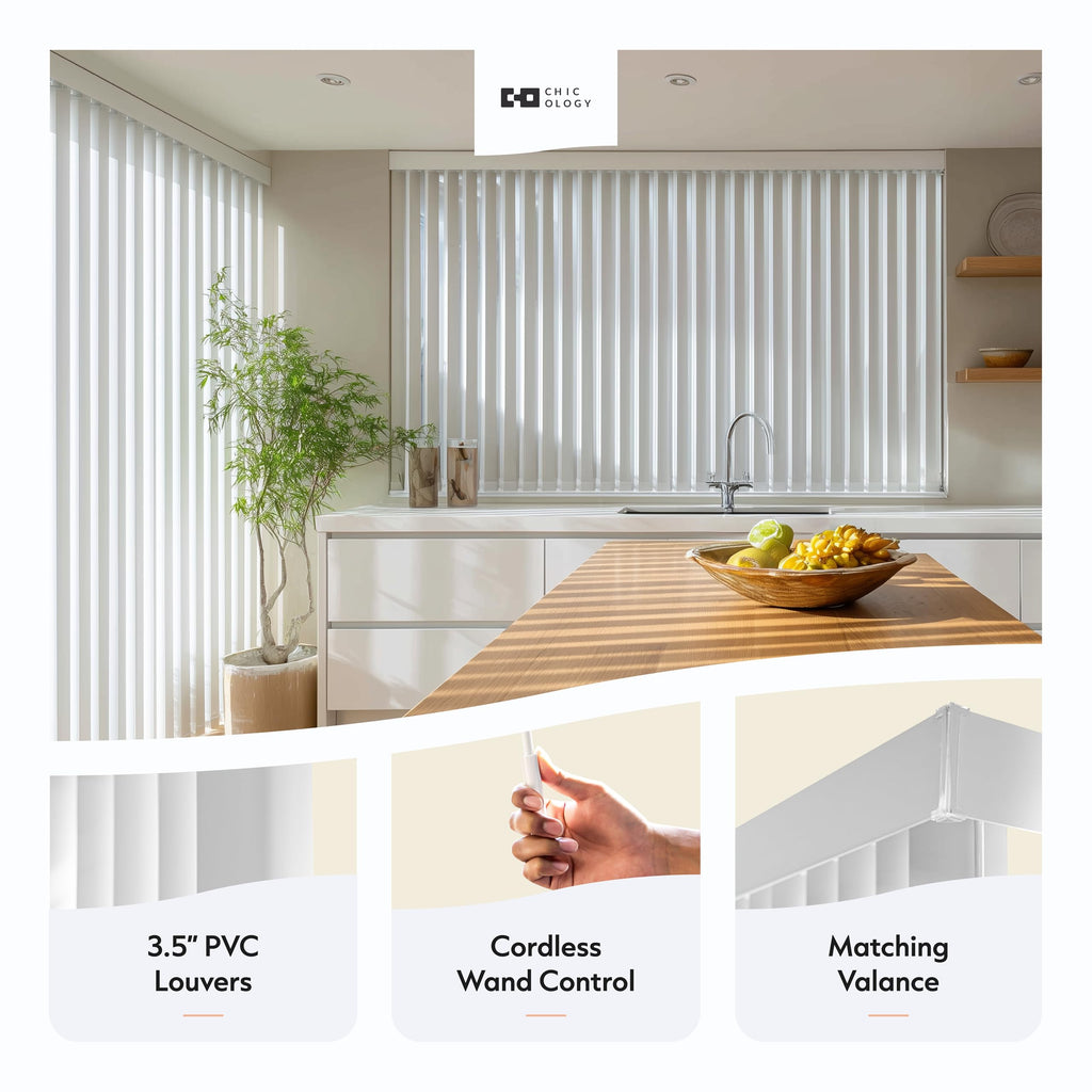 Vertical Blinds Oxford White Vinyl 78" W x 84" H Z360