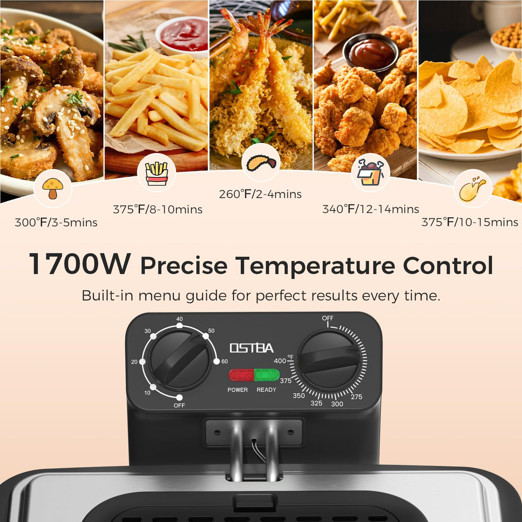 Electric Deep Fryer with 3 Baskets, 4.75QT Stainless Steel U69801