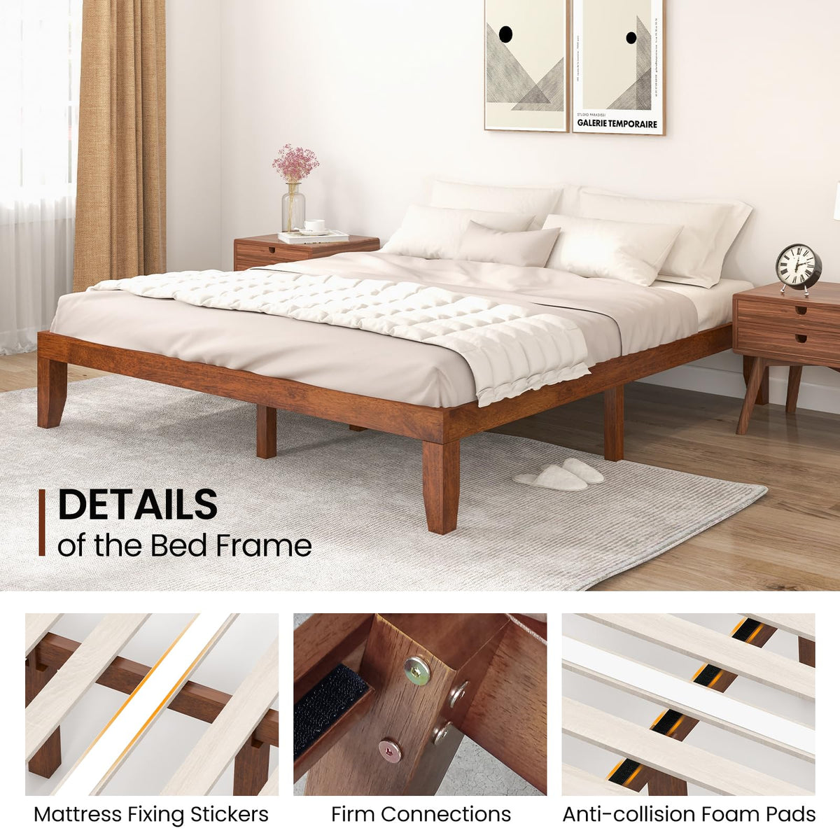 14 Inches Wood Platform Bed Frame King Size R594