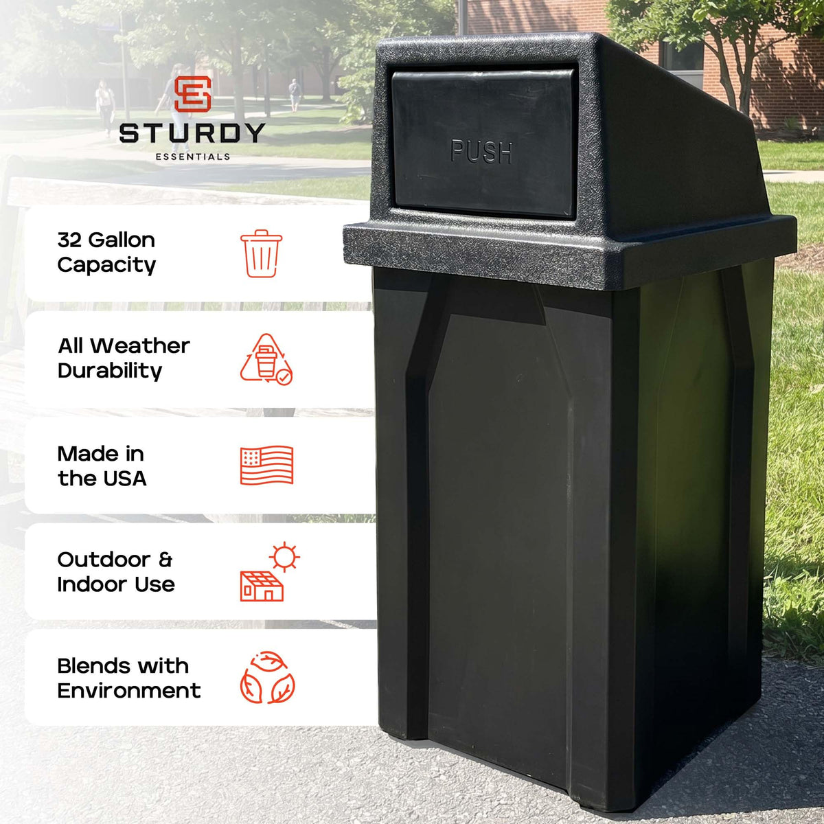 32 Gallon Outdoor Trash Can with Lid G8539