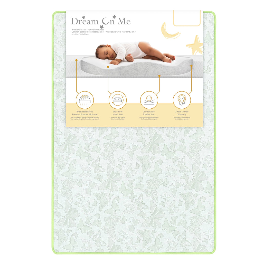 2-in-1 Breathable Dual-Sided Portable Mini Crib Mattress C1847