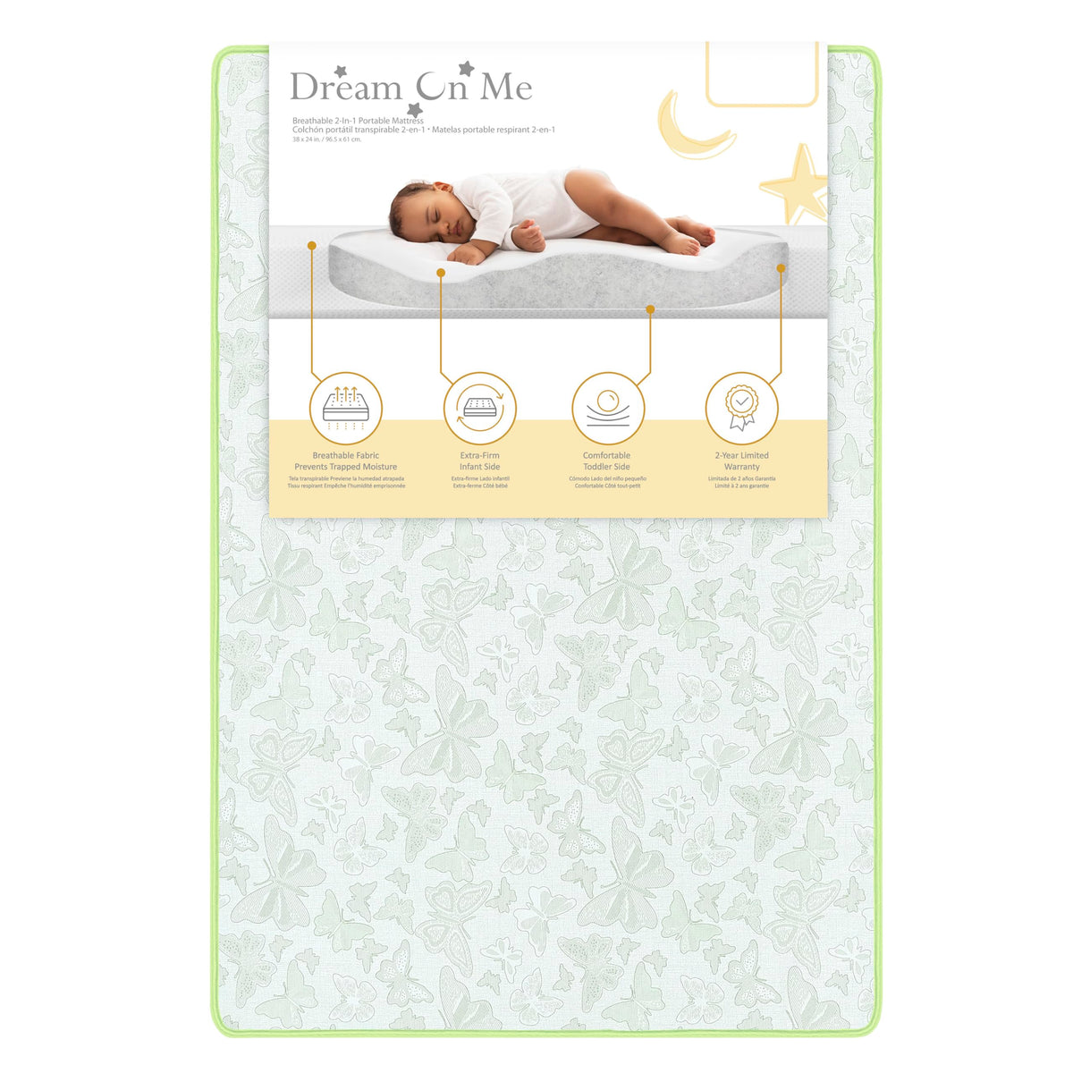 2-in-1 Breathable Dual-Sided Portable Mini Crib Mattress C1847
