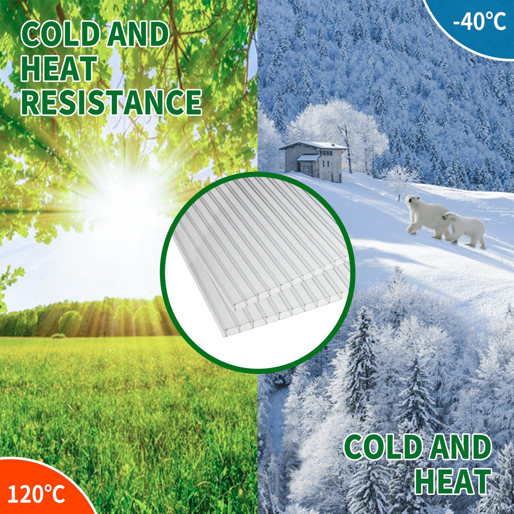 12 PCS Polycarbonate Greenhouse Panels 4' x 2' x 0.32'' N416