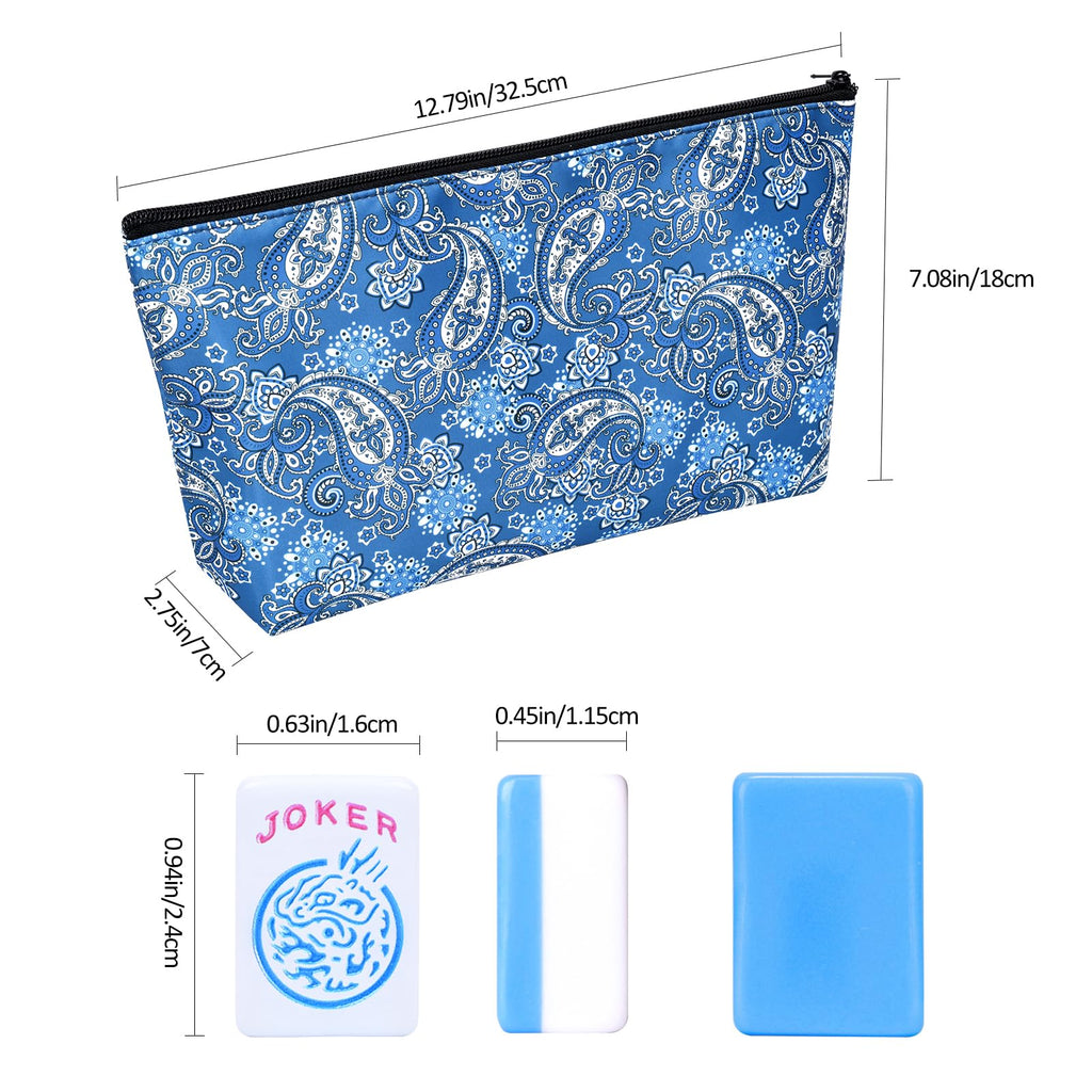 Mini Mahjong Set with 166 Blue Tiles, 4 Racks & Bag F7446