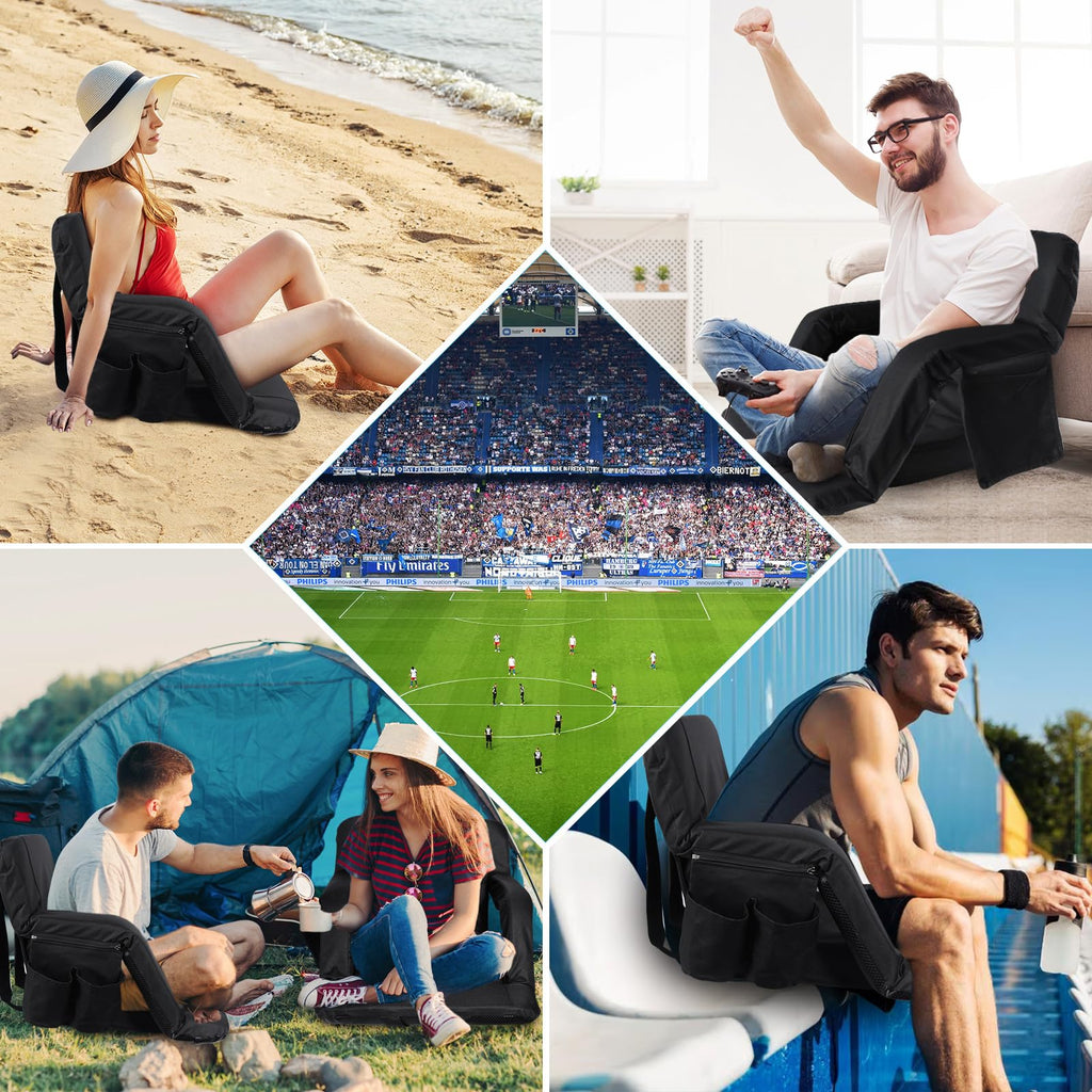2 Pack Portable Folding Stadium Seats with Back Support and Cushion L496