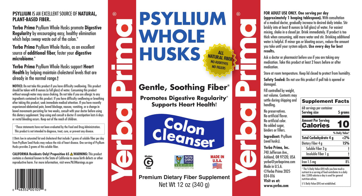12 Ounce Psyllium Husk Fiber Supplement M4001