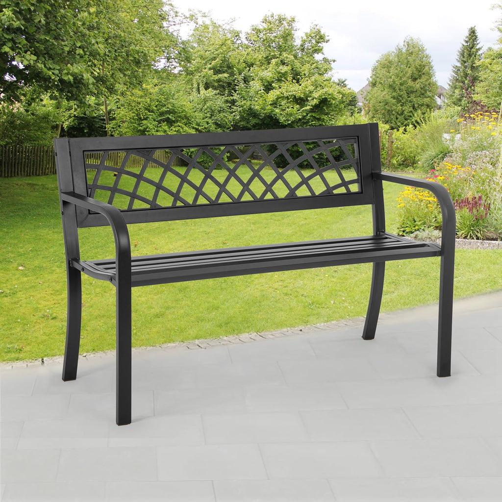 Black Outdoor Garden Bench W3579