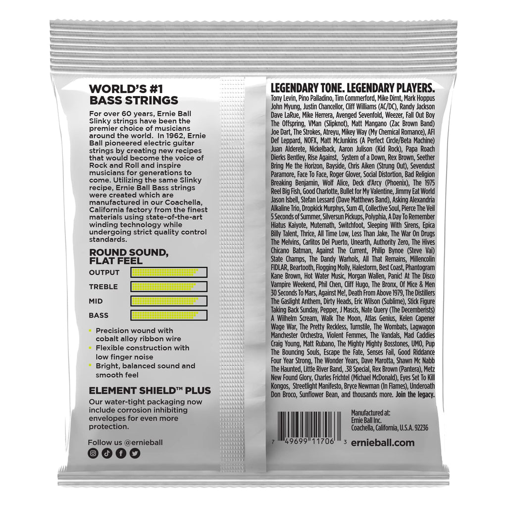 Flatwound Short Scale Electric Bass Strings 45-105 Gauge N79374