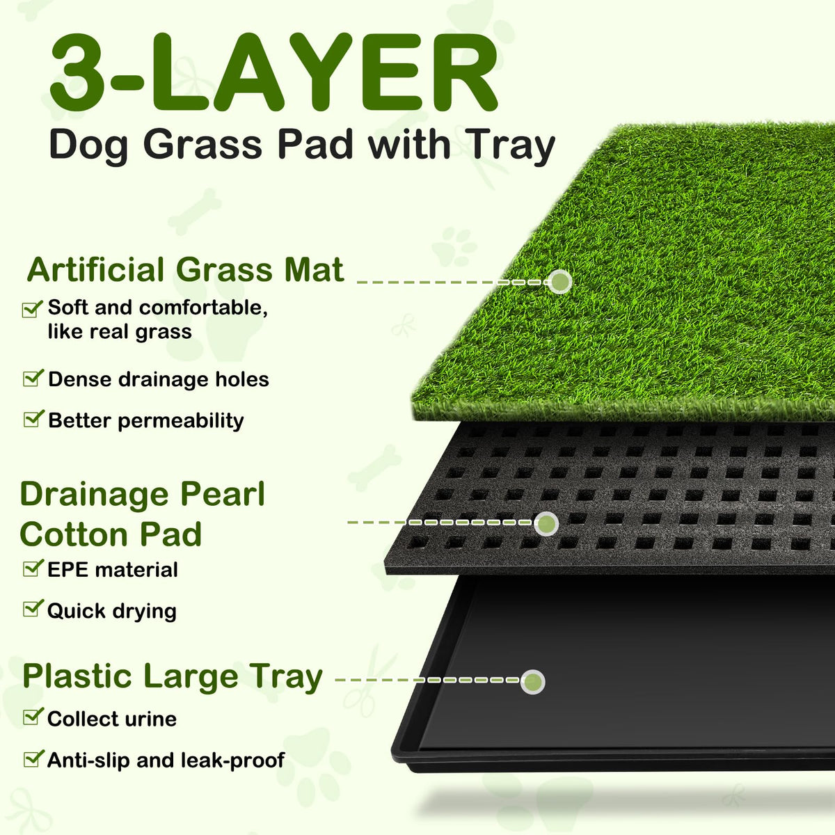 34''X23'' Artificial Turf Dog Grass Pad with Tray V395