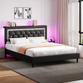 Black Full Bed Frame with LED Lights L43815