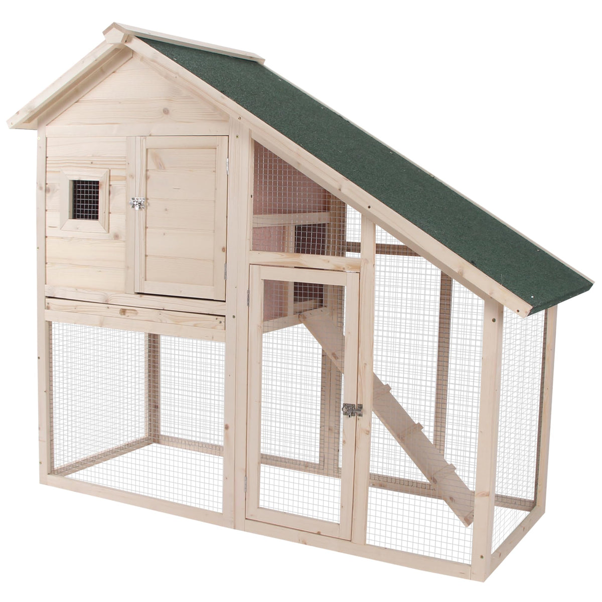 55" 2-Tier Wooden Rabbit Hutch with Ramp O792