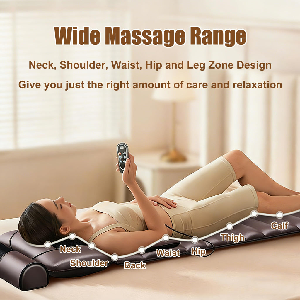 Brown Full Body Heating Massage Mat with Detachable Neck and Leg Massagers B661093