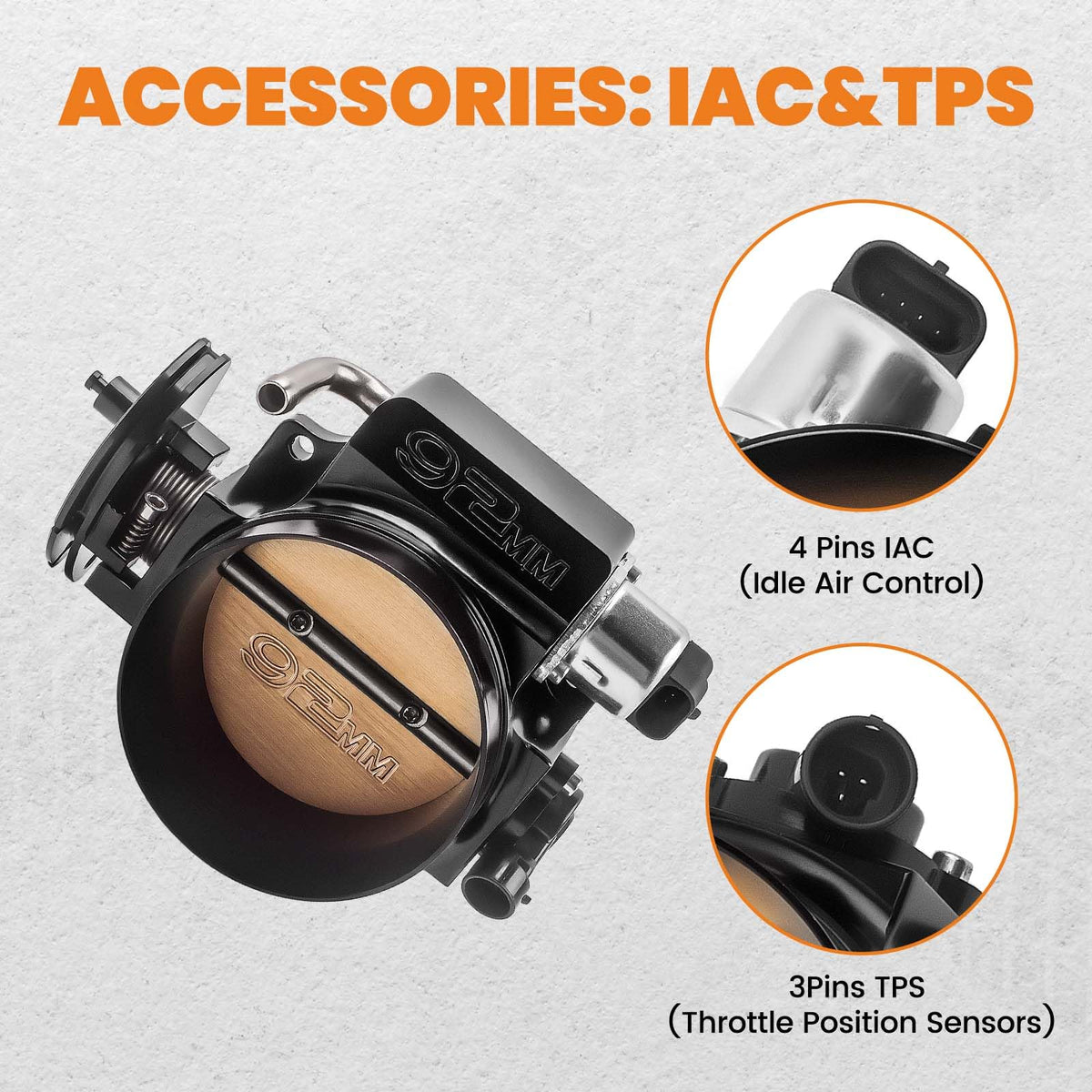92mm Throttle Body with TPS IAC 4 Bolt T18490