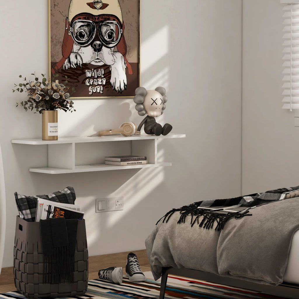 White Floating Wall Mounted TV Stand with Storage H27754