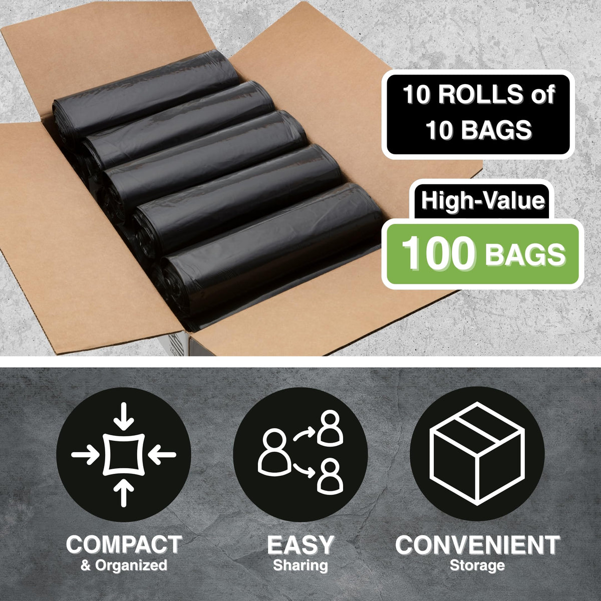 45 Gallon Black 1.2 Mil Garbage Trash Bags 100 Count J6298