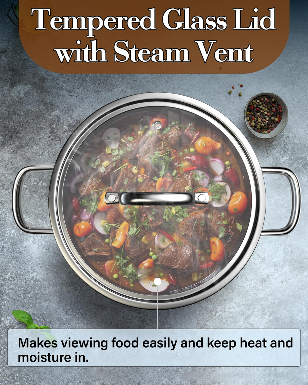 4 Quart Tri-Ply Clad Stainless Steel Stock Pot with Lid C84504