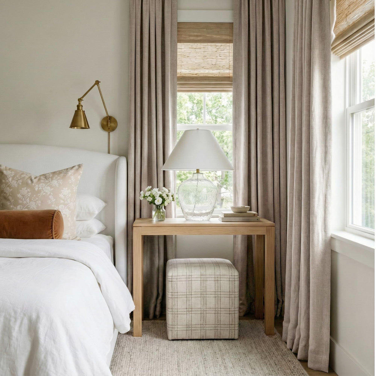 Natural Beige 100% Blackout Linen Curtains 96 Inch B680