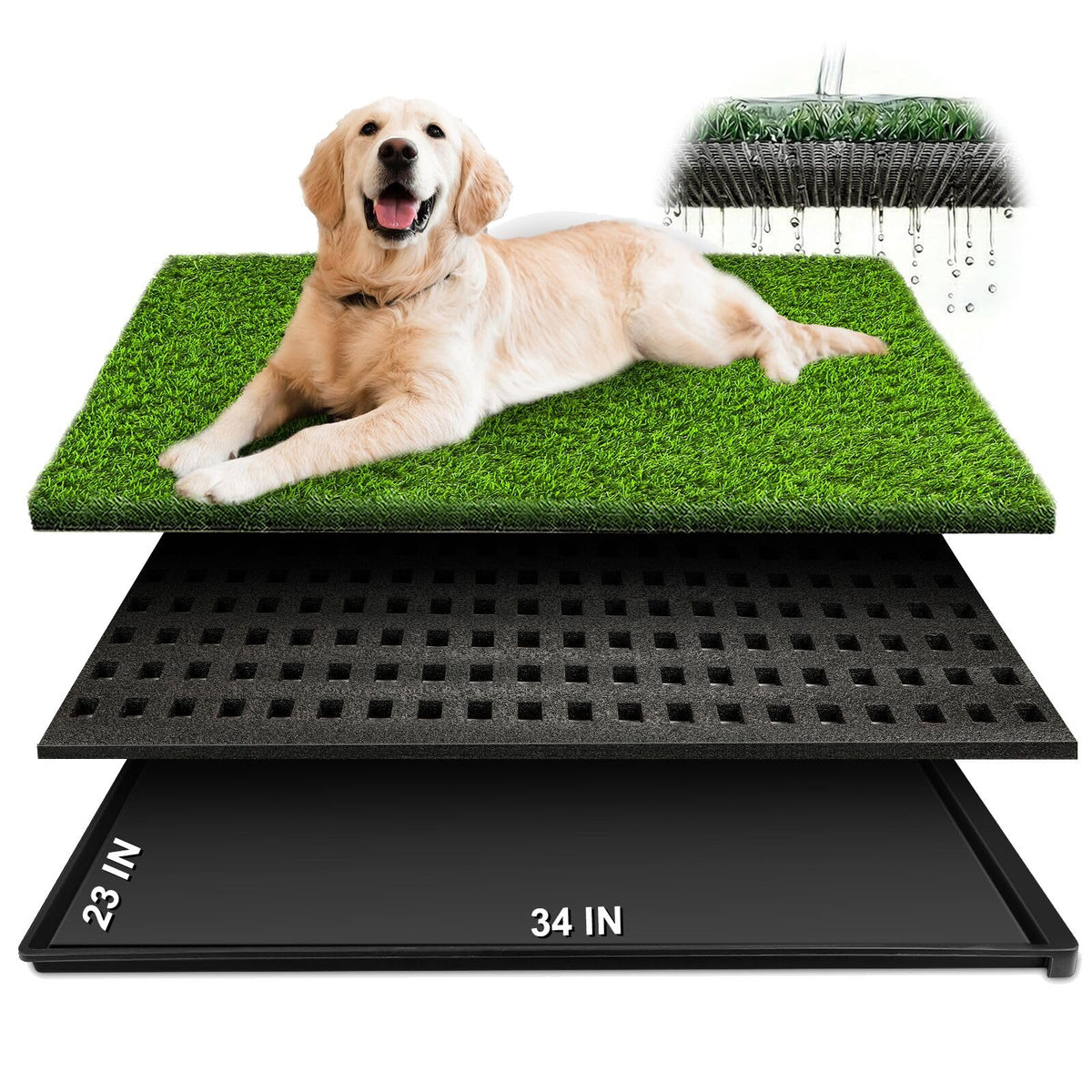 34''X23'' Artificial Turf Dog Grass Pad with Tray V395
