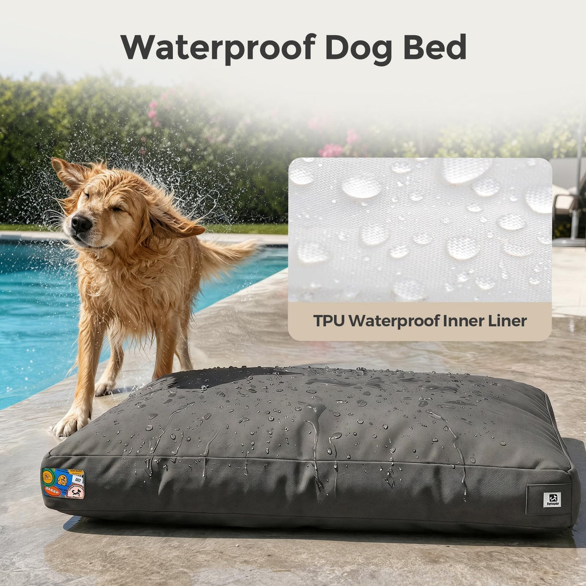 42 Inch Chew Proof Waterproof Washable Dog Bed Dark Grey C517590