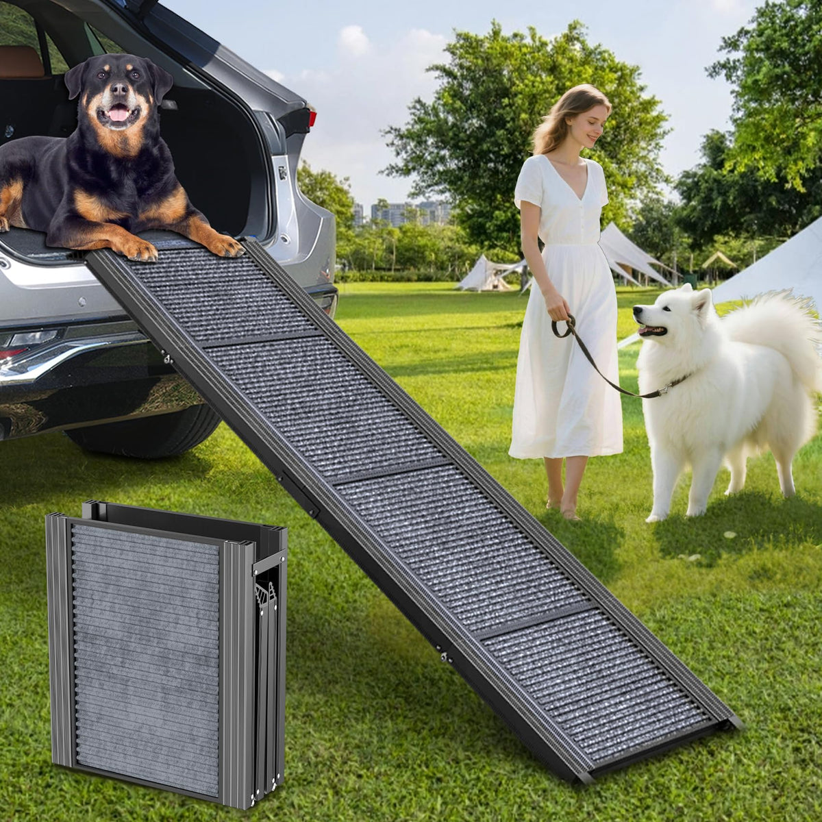 63" L × 17" W Lightweight Foldable Dog Ramp J35177