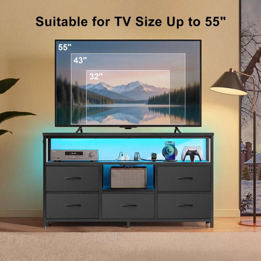 55 Inch Dresser TV Stand with Fabric Drawers X445377