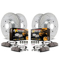 Front and Rear Drilled Slotted Brake Rotors and Carbon Fiber Ceramic Pads Y240298