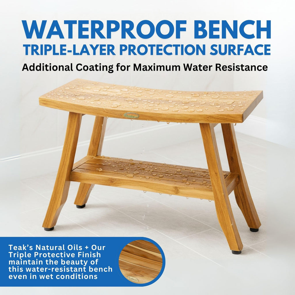 34-Inch Natural Teak Shower Bench F3969