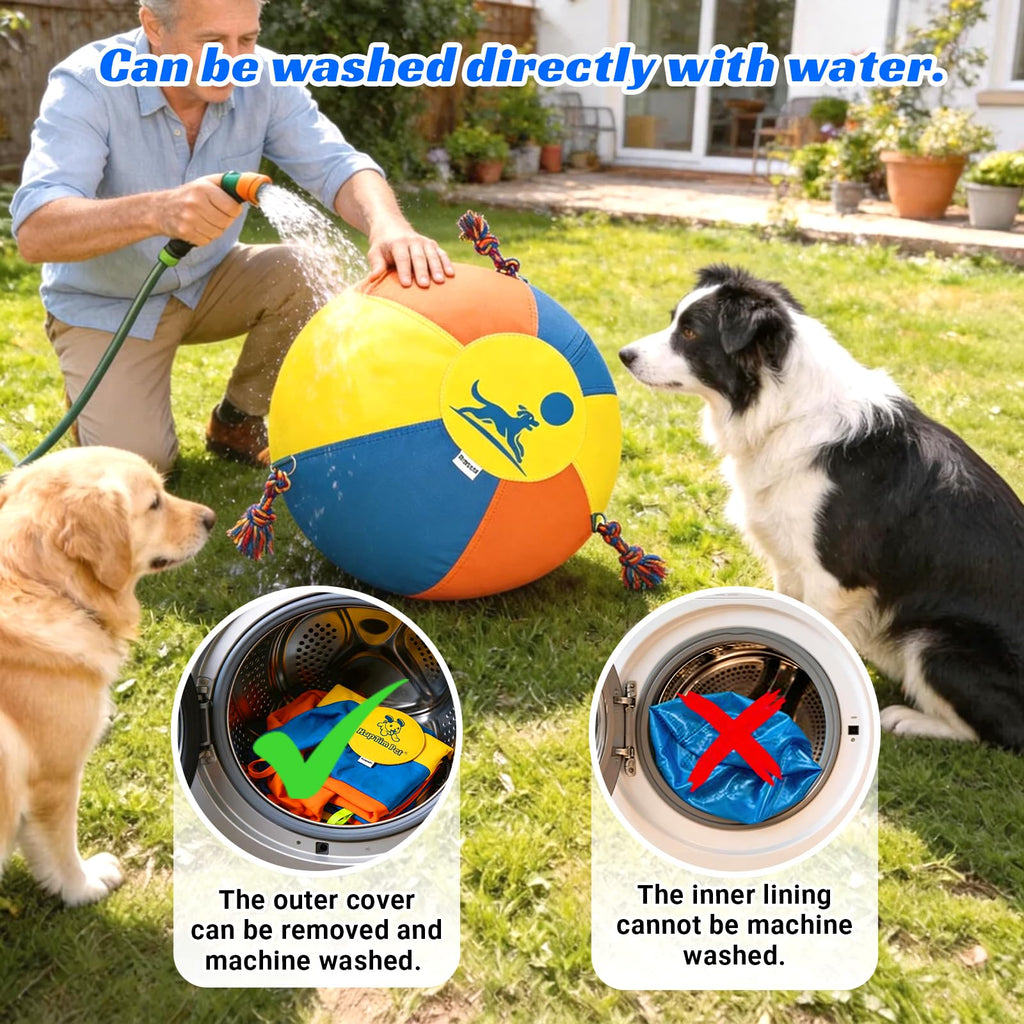 25" Heavy-Duty Herding Ball for Dogs with Knotted Ropes W94782