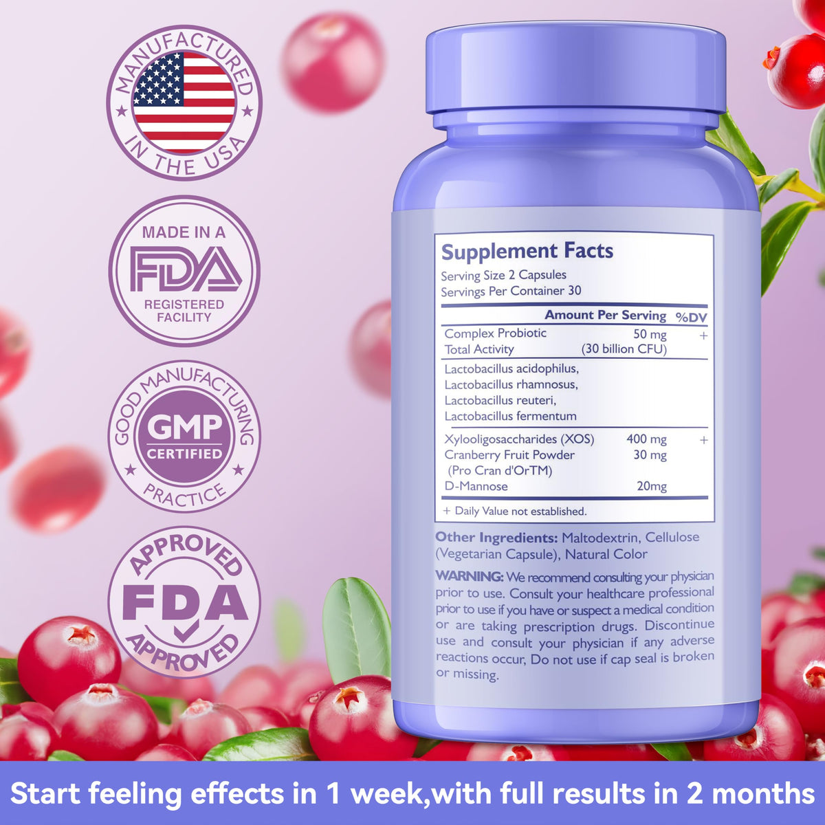 Probiotics for Women with Prebiotics & Lactobacillus Blend 30 Billion CFU, 60 Capsules L35893