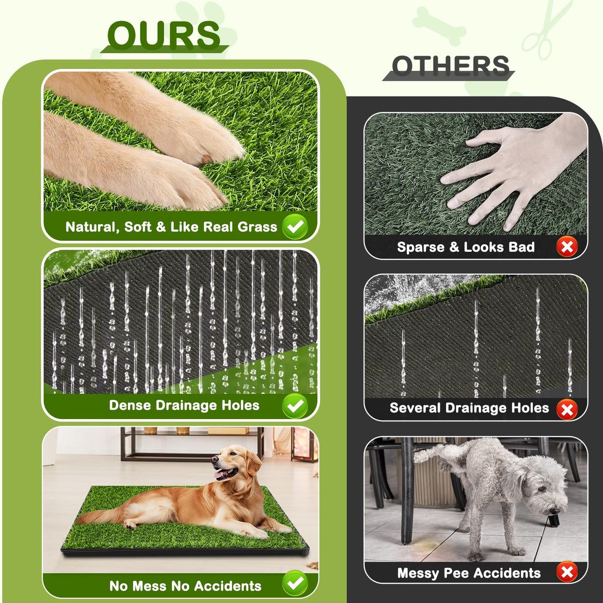 34''X23'' Artificial Turf Dog Grass Pad with Tray V395