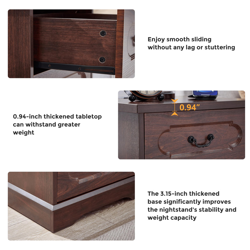 Cherry 3 Drawer Dresser with Charging Station Q762709