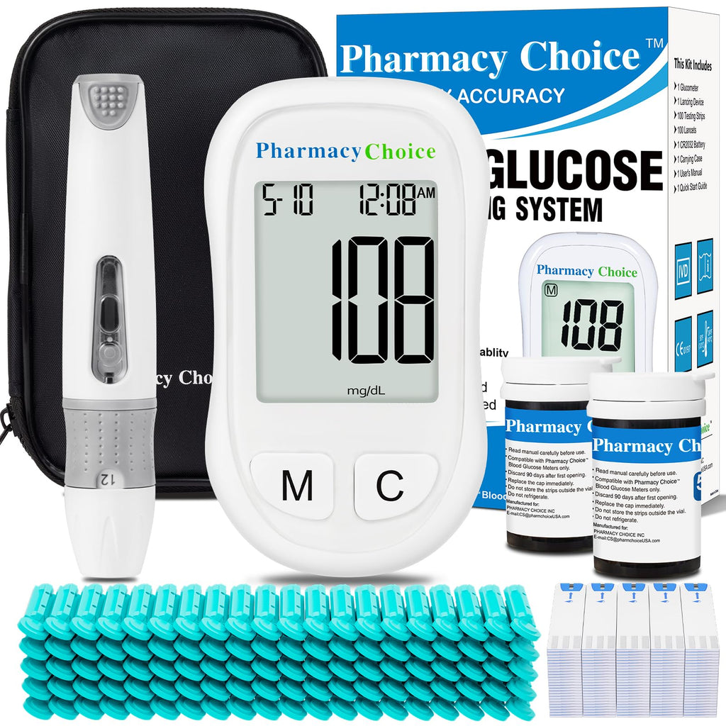 Blood Glucose Monitor Kit, 100 Strips, Meter, Lancing Device Z869