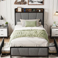 Gray Twin Size Bed Frame with 2 Drawers D65520