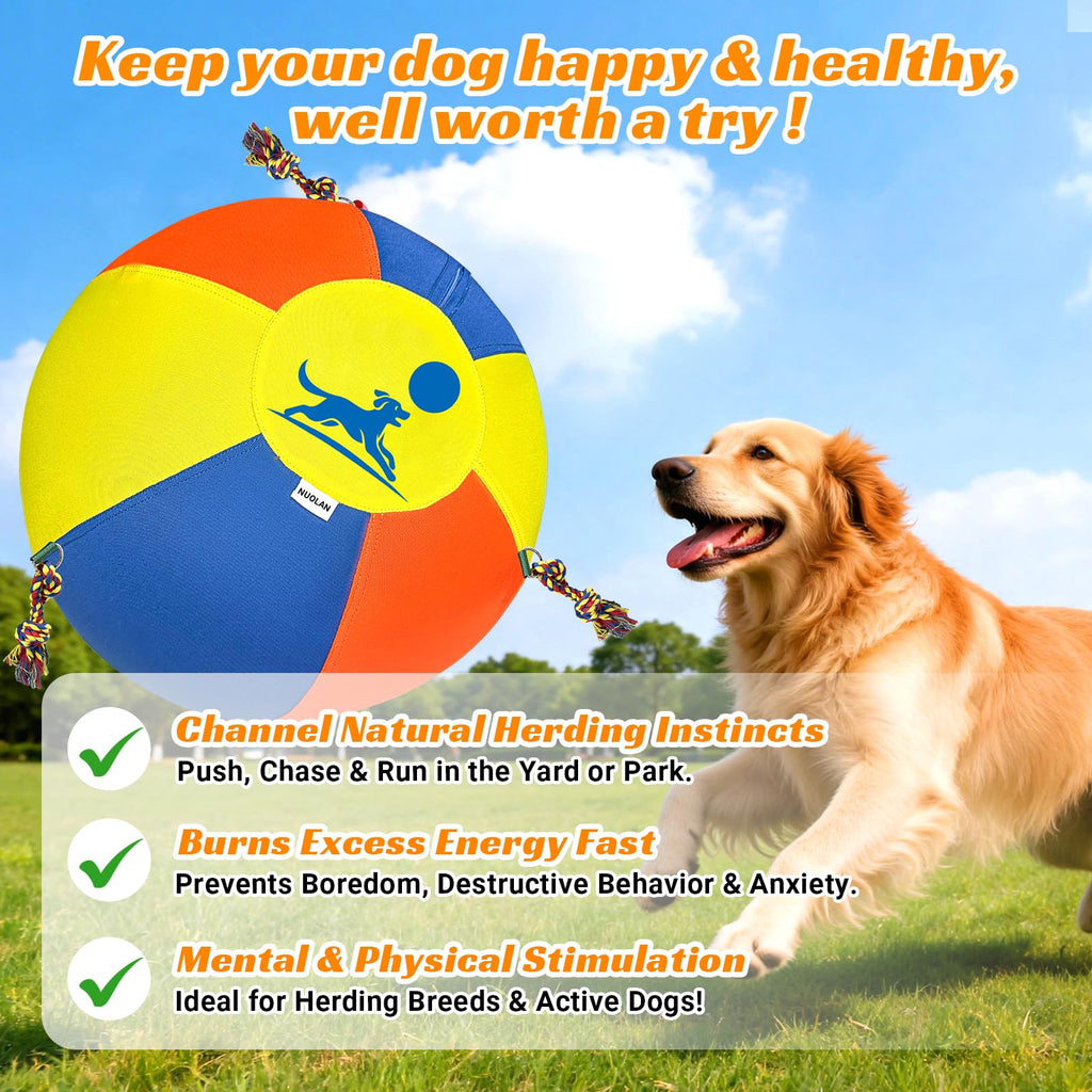 25" Heavy-Duty Herding Ball for Dogs with Knotted Ropes W94782