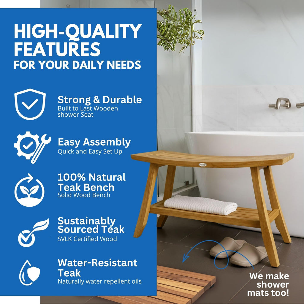 34-Inch Natural Teak Shower Bench F3969