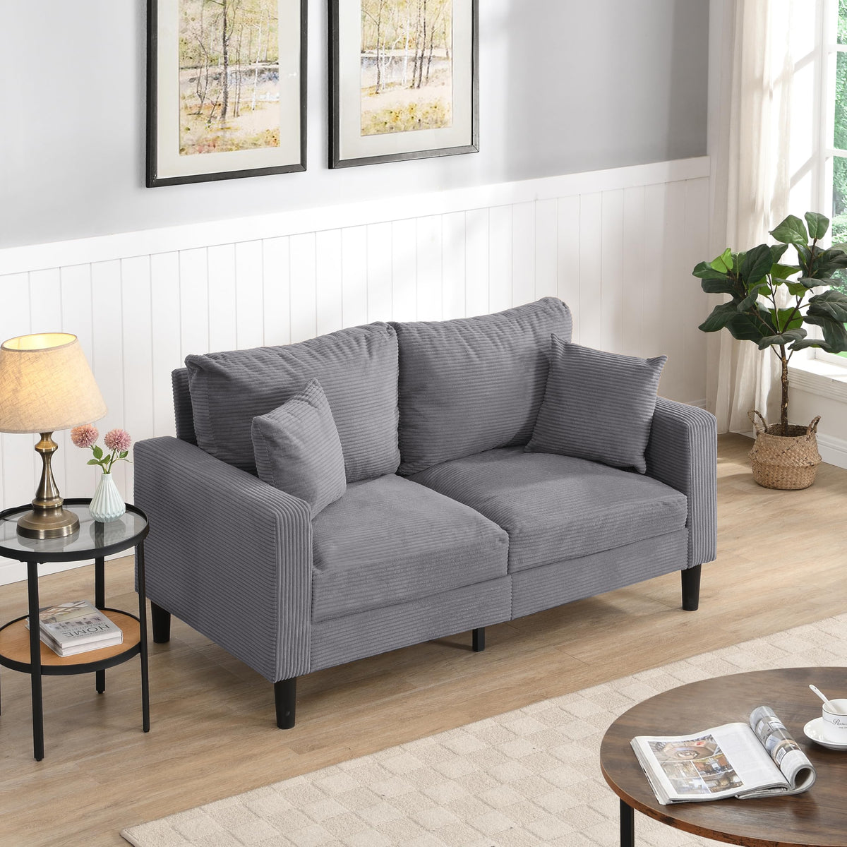 Light Gray Upholstered 2 Seat Loveseat Sofa A61922