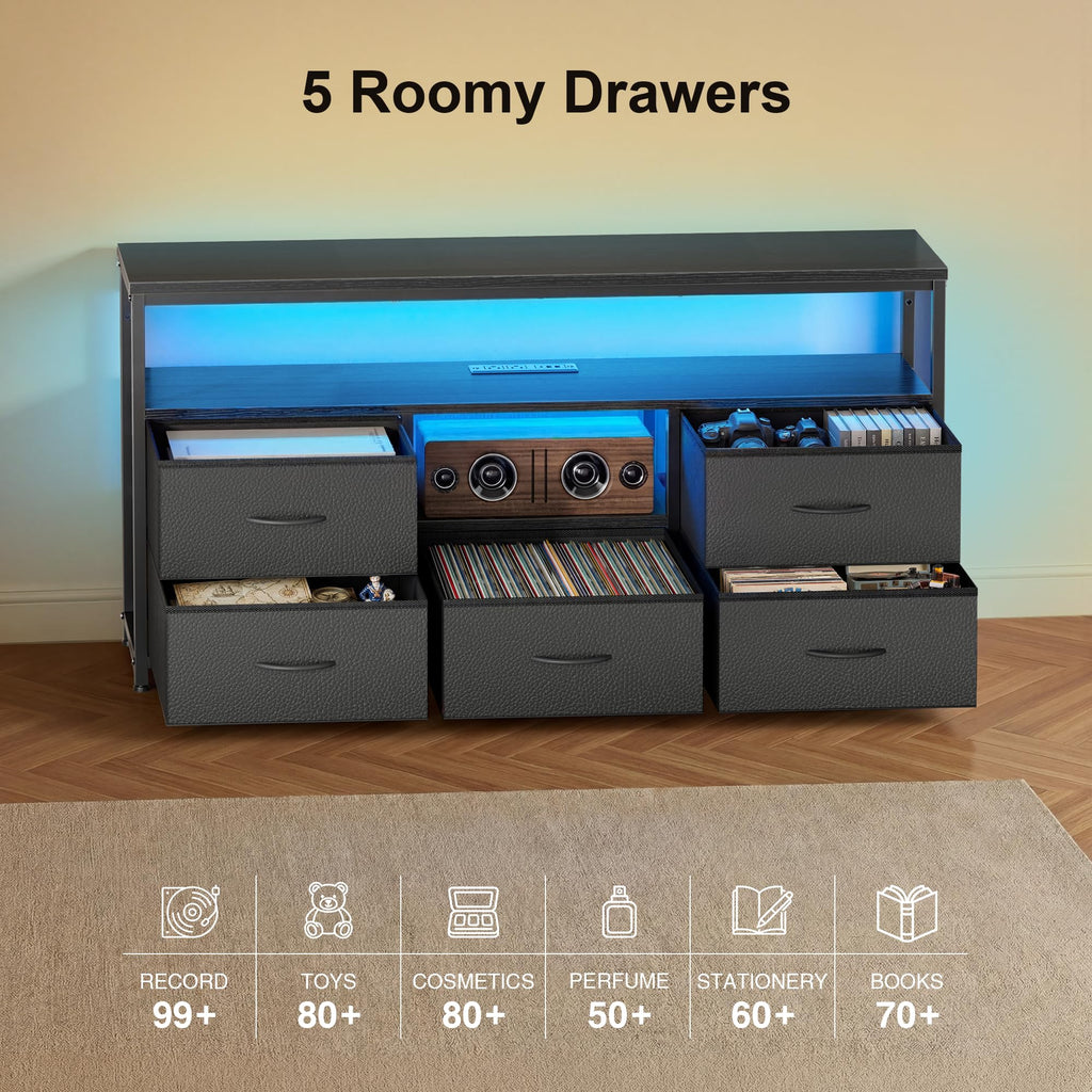 55 Inch Dresser TV Stand with Fabric Drawers X445377