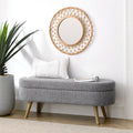 Oval Storage Bench with Rubber Wood Legs, Gray W840305